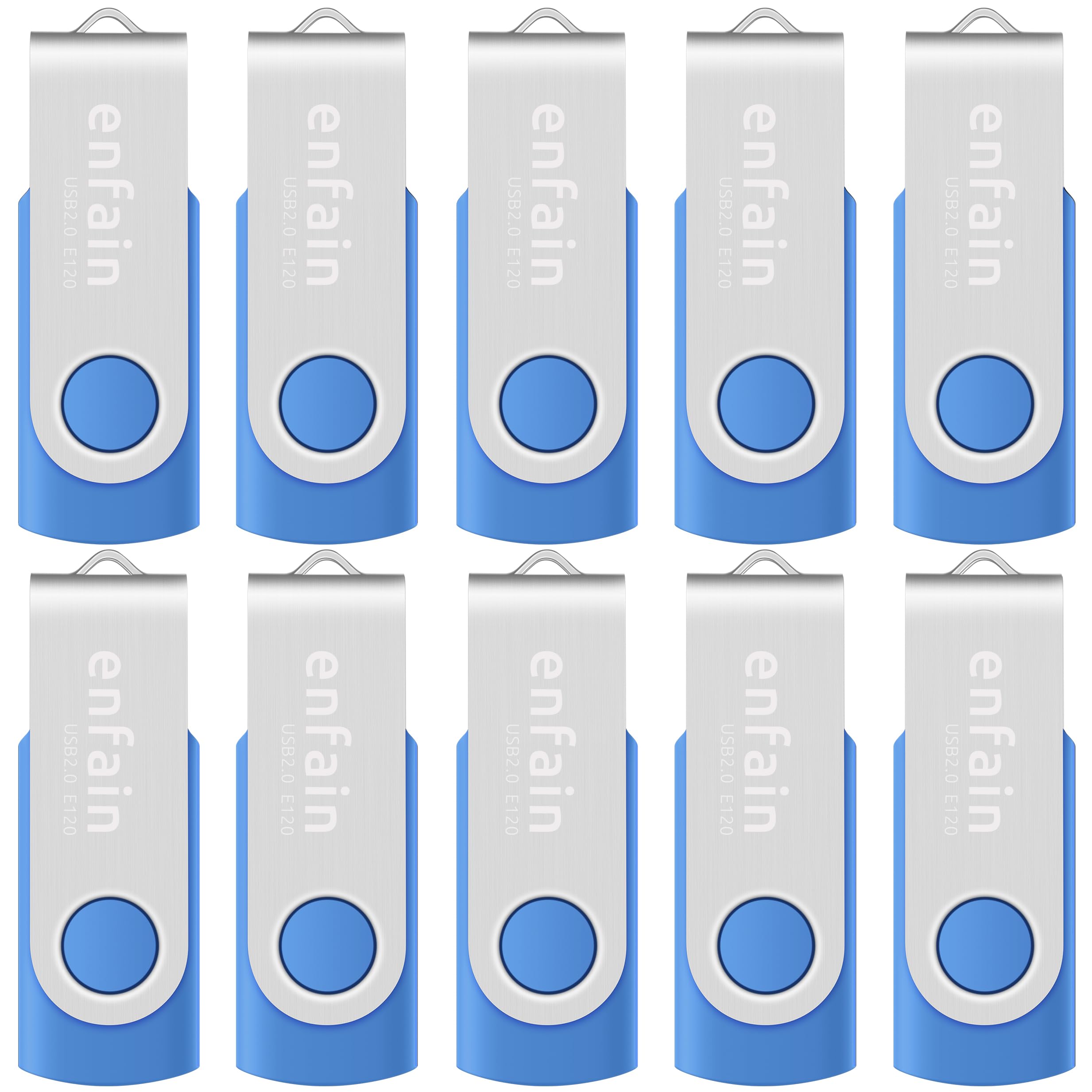 Photo 1 of Elevate Your Data Storage with Enfain's 16GB USB 2.0 Flash Drives: 10 Pack of Stylish Blue Swivel Thumb Drives with LED Indicators and 12 White Labels for Easy Content Organization