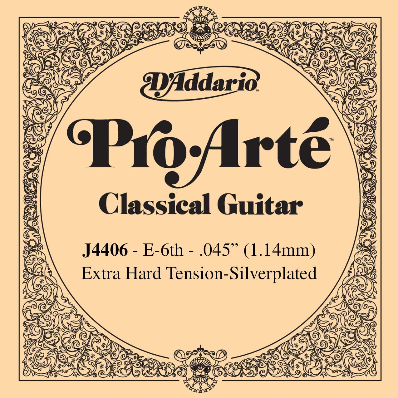 D'Addario J4406 Pro-Arte Nylon Normal Tension Single Sixth String for Classical Guitar, Silver