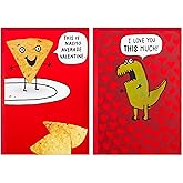 Hallmark Shoebox Pack of 2 Funny Valentines Day Cards (Dinosaur, Nachos)