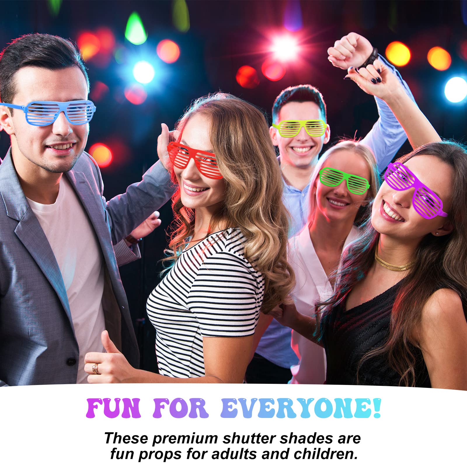 100 Pack Plastic Shutter Shades Glasses Bulk, 80's Style Slotted Shutter Shade Sunglasses, Neon Color Shade Glasses for Party Favors, School Gifts Teens Adults Birthday Supplies, Assorted Colors