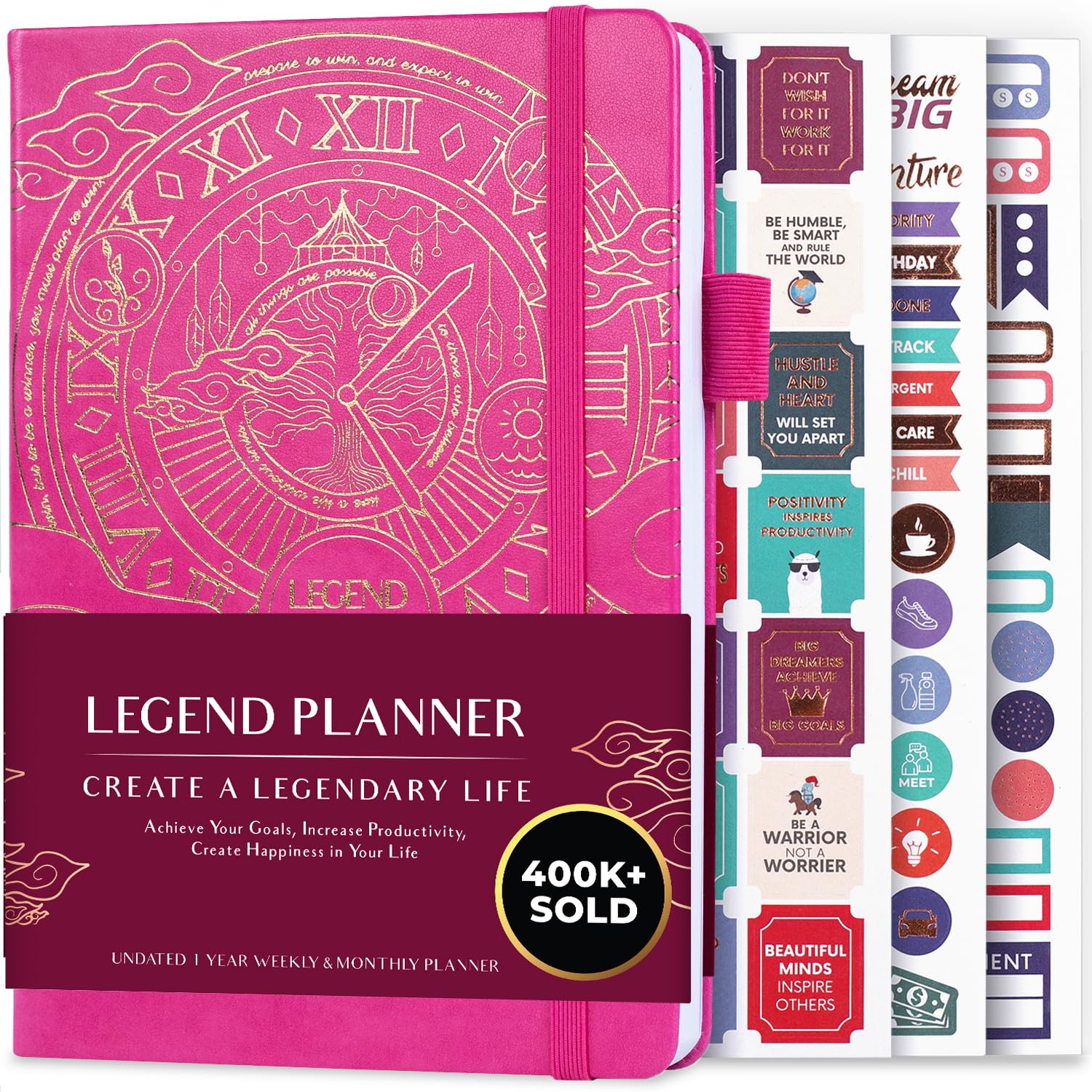 Legend Planner – Weekly & Monthly Life Planner to Hit Your Goals & Live Happier. Organizer Notebook & Productivity Journal. A5 (Hot Pink) — image 1