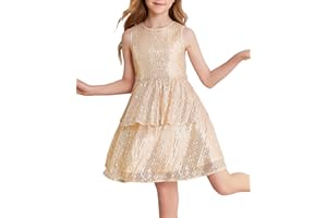 Danna Belle Girls Sequin Dress Sleeveless Party Birthday Dual-Layer Dresses 5-14