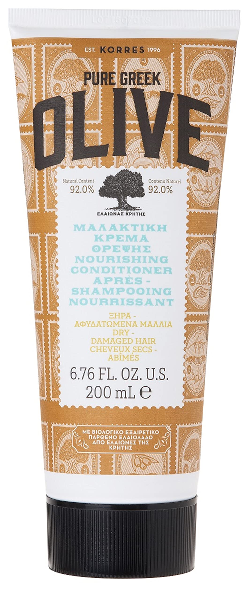 KORRES Natural Pure Greek Olive Nourishing Conditioner, 200 ml, Vegan