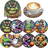 YERUOUIU 8 Pcs Diamond Art Coasters Kits for Adults,Halloween Diamond Painting Coaster Kits with Holder,Gem Art Paintings Crafts Supplies for Home Decor