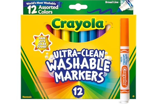 Crayola Broad Line Markers (12ct), Washable Markers for Kids, Classroom Supplies for Teachers, Kids Back to School Supplies, 3+