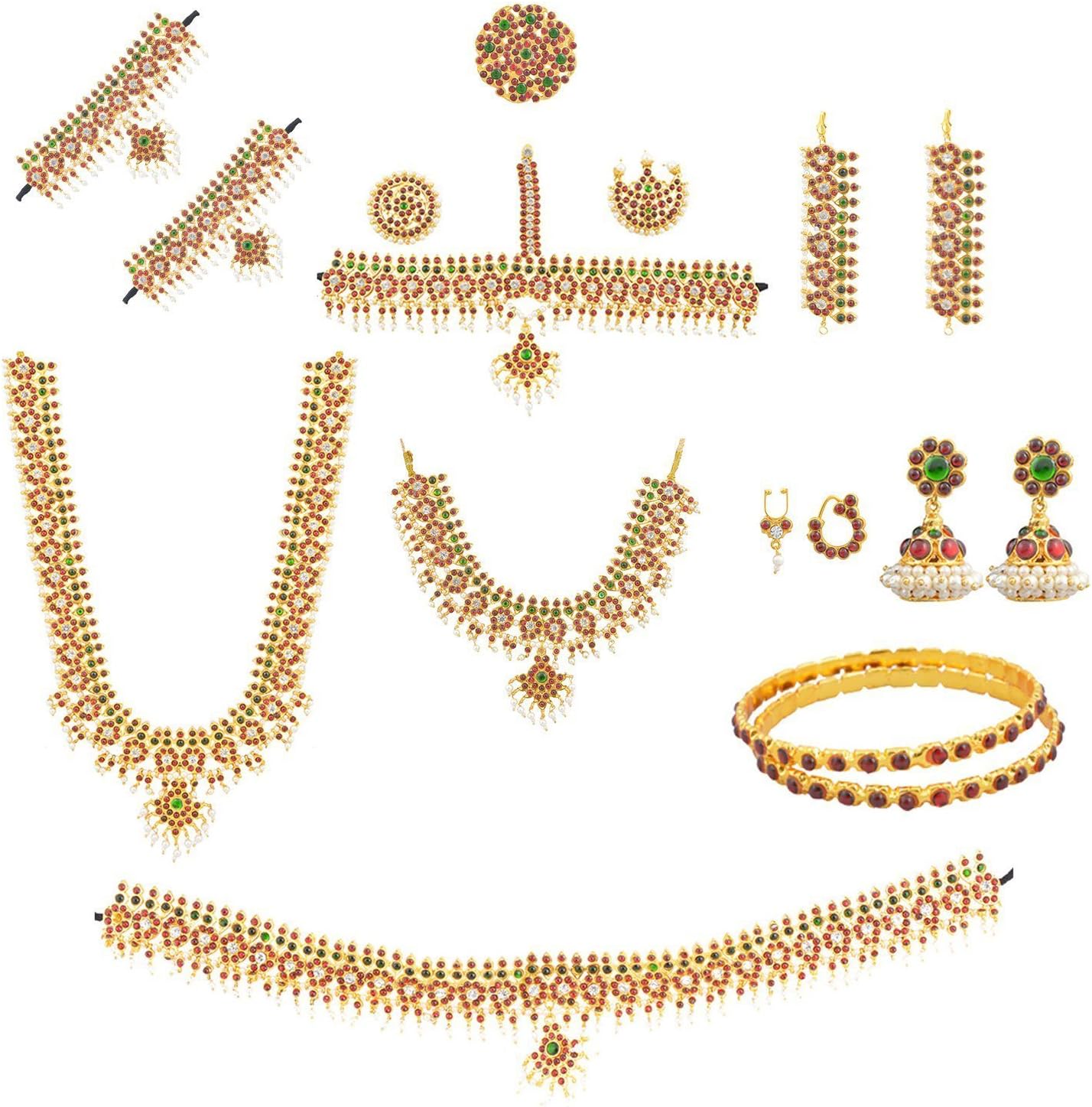 Women's Bharatanatyam Mango Full Set (10 Items) Multi-Colour