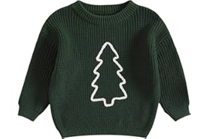 Lesimsam Toddler Baby Boy Girl Christmas Outfit Embroidery Knit Sweater Oversized Knitted Sweatshirt Pullover Winter Clothes