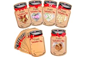 MAIAGO 50 Pack Valentines Cards with 50 Pcs Paper Heart Shaped Hanging Ornaments for Kids, Candy Jar Happy Valentines Day Car