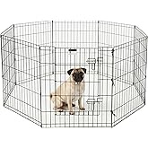 Dog Playpen - Foldable Metal Exercise Puppy Play Pen with 8 24x30in Panels - Indoor/Outdoor Pen with Door for Dogs, Cats or Small Animals by PETMAKER