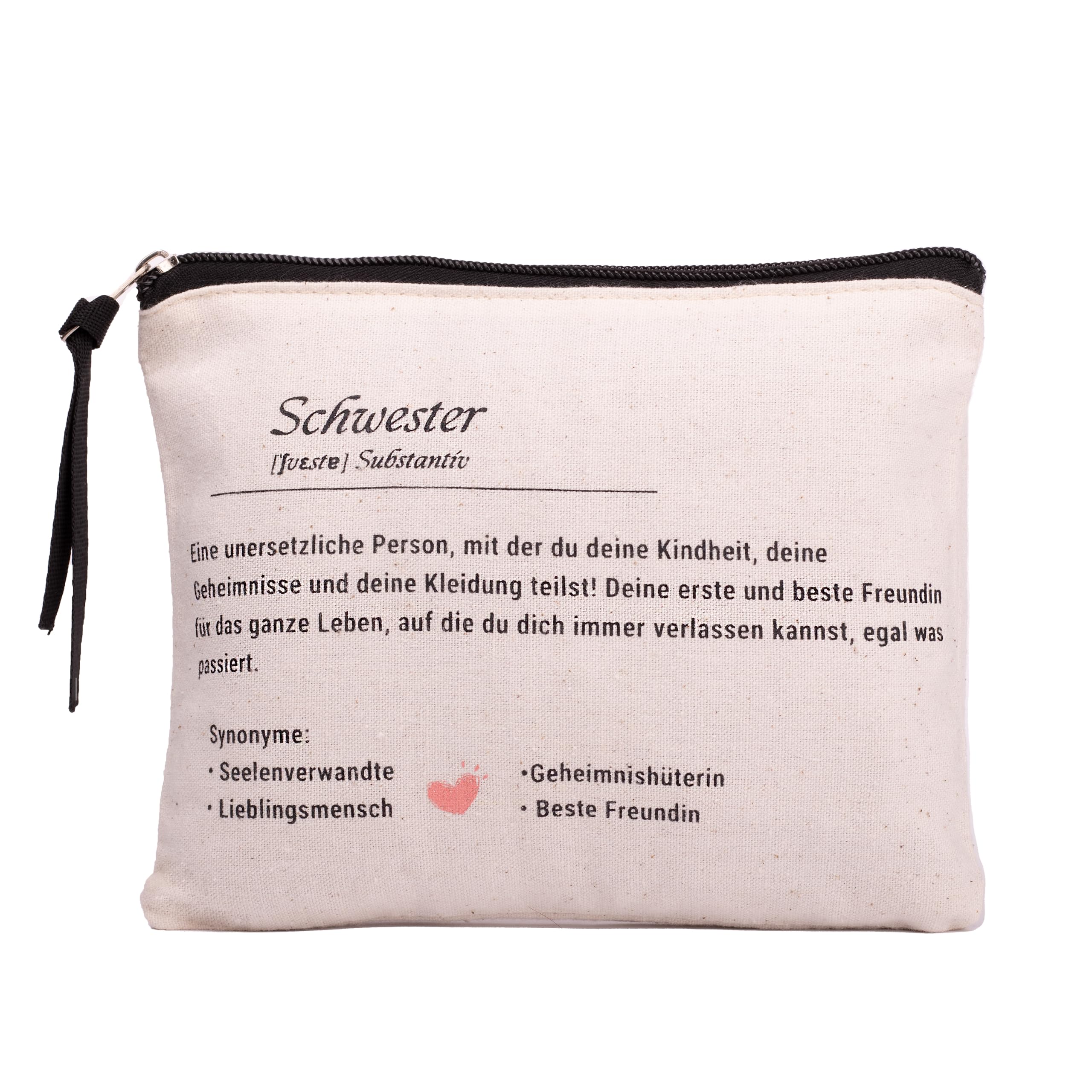 Ahnona Sister Gift - Best Friend Cosmetic Bag, Natural, Make Up Bag for Big Sister, Youth Initiation Gifts Girls, Sisters