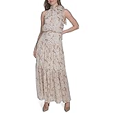 Tommy Hilfiger Womens Halter Neck Sleeveless Maxi Dress