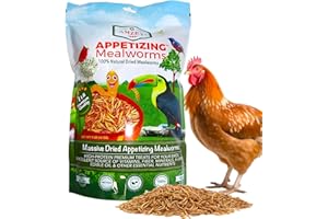 Amzey Dried Mealworms 1 LB, 100% Natural Meal Worms for Chicken & Birds, Organic Chicken Feed for Laying Hens, High Protein and Nutrition, Zipped Bag