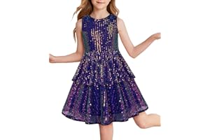 Danna Belle Girls Sequin Dress Sleeveless Party Birthday Dual-Layer Dresses 6-14
