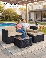 SONGMICS Garden Furniture Set PE Rattan Patio Corner Sofa With Cushions view 2