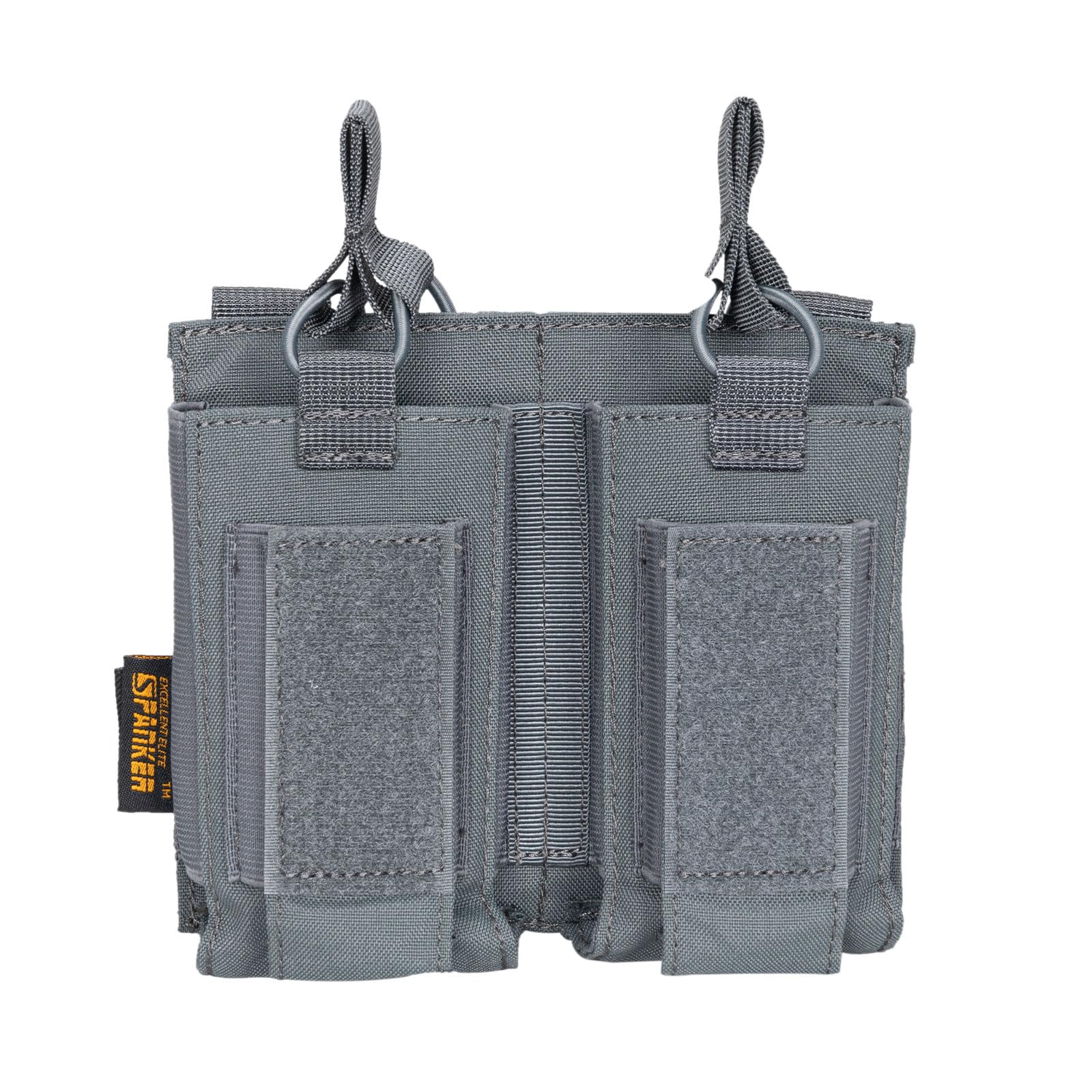 EXCELLENT ELITE SPANKER Open-Top Single/Double/Triple Mag Pouch for M4 M14 M16 AK AR Elastic Kangaroo Rifle Magazines and Pistol Mag Pouch(Double-Grey)