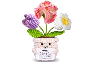 Mothers Day Mom Gifts for Mom, Gifts for Moms from Daughter Son, Mother's Day Birthday Gift for Moms Mother in Law Step Mama, Cute Handmade Crochet 3 Flowers Pot Doll I Love You Present for Mum - 1