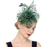 Cizoe Fascinators Hat for Women Tea Party Headband Kentucky Derby Wedding Flower Cocktail Mesh Feathers Hair Clip