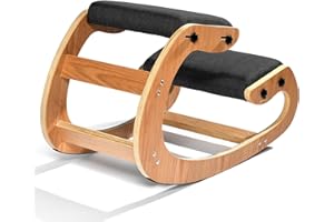Easyego Kneeling Chair Ergonomic Posture Chair, Wood Adjustable Rocking Knee with Soft Padding, Natural Relief for Neck or Back Pain for Home Office, Max Load 300 lb - Black
