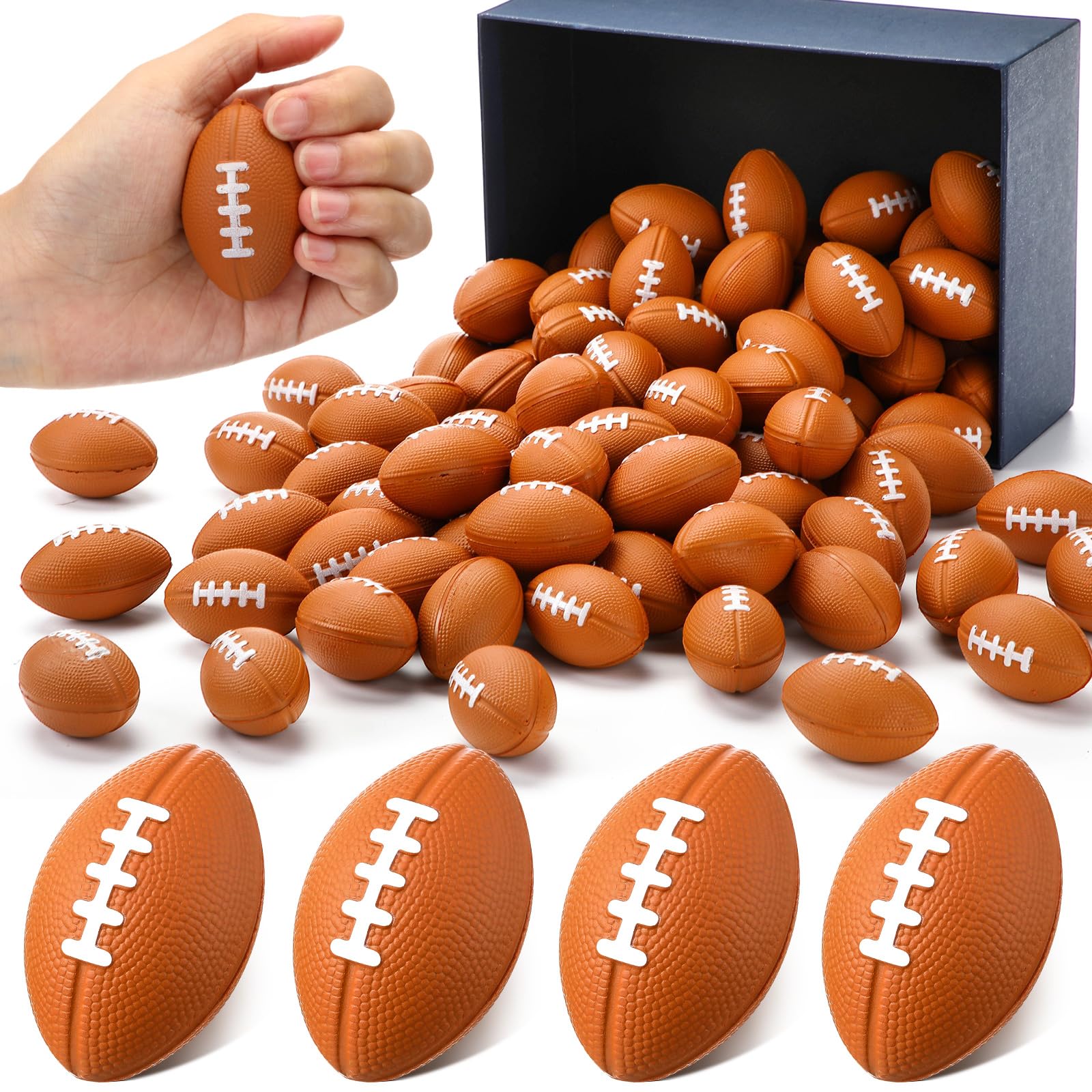 Jerify 250 Pieces Mini Footballs Bulk Tiny Foam Football Sports Stress ...