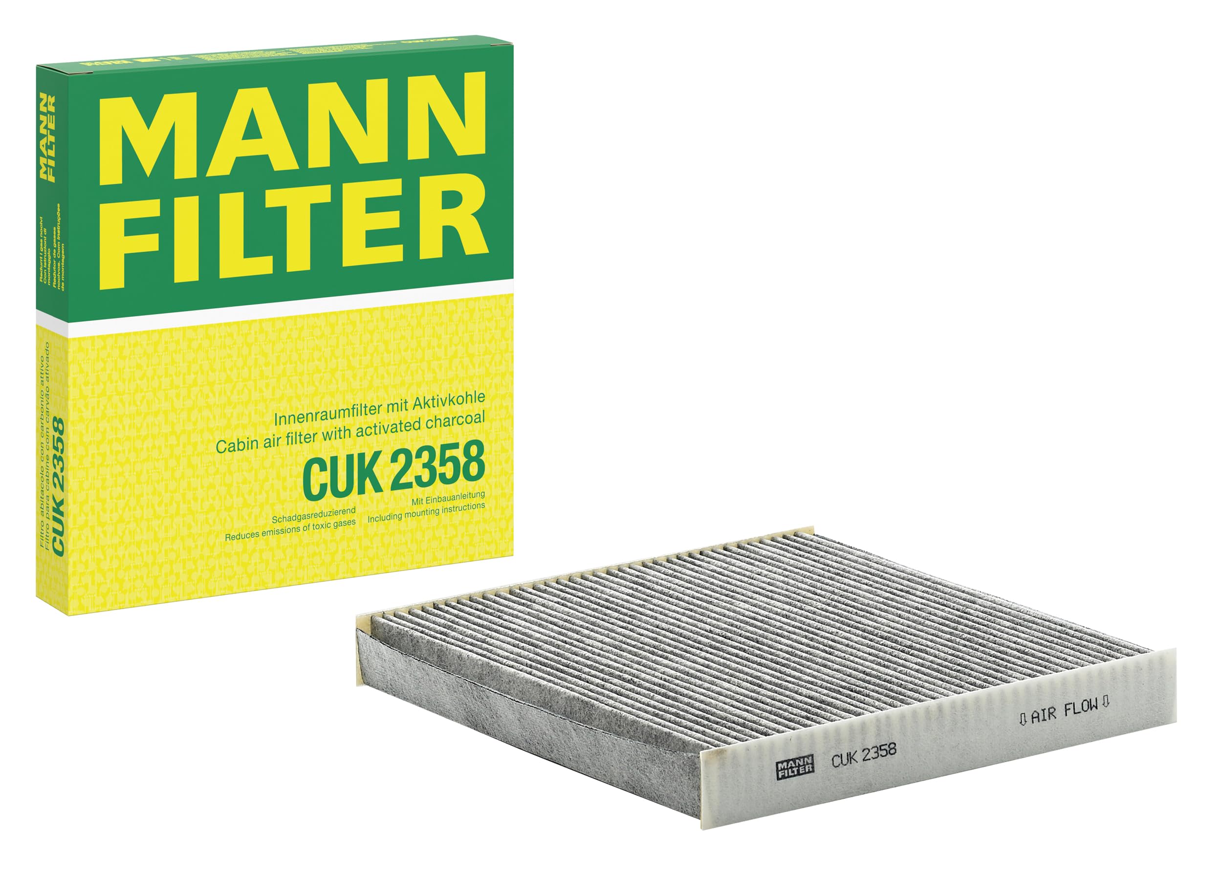 MANN-FILTER CUK 2358 Cabin Air Filter - Pollen Filter with Activated Carbon - for Cars + Transporters