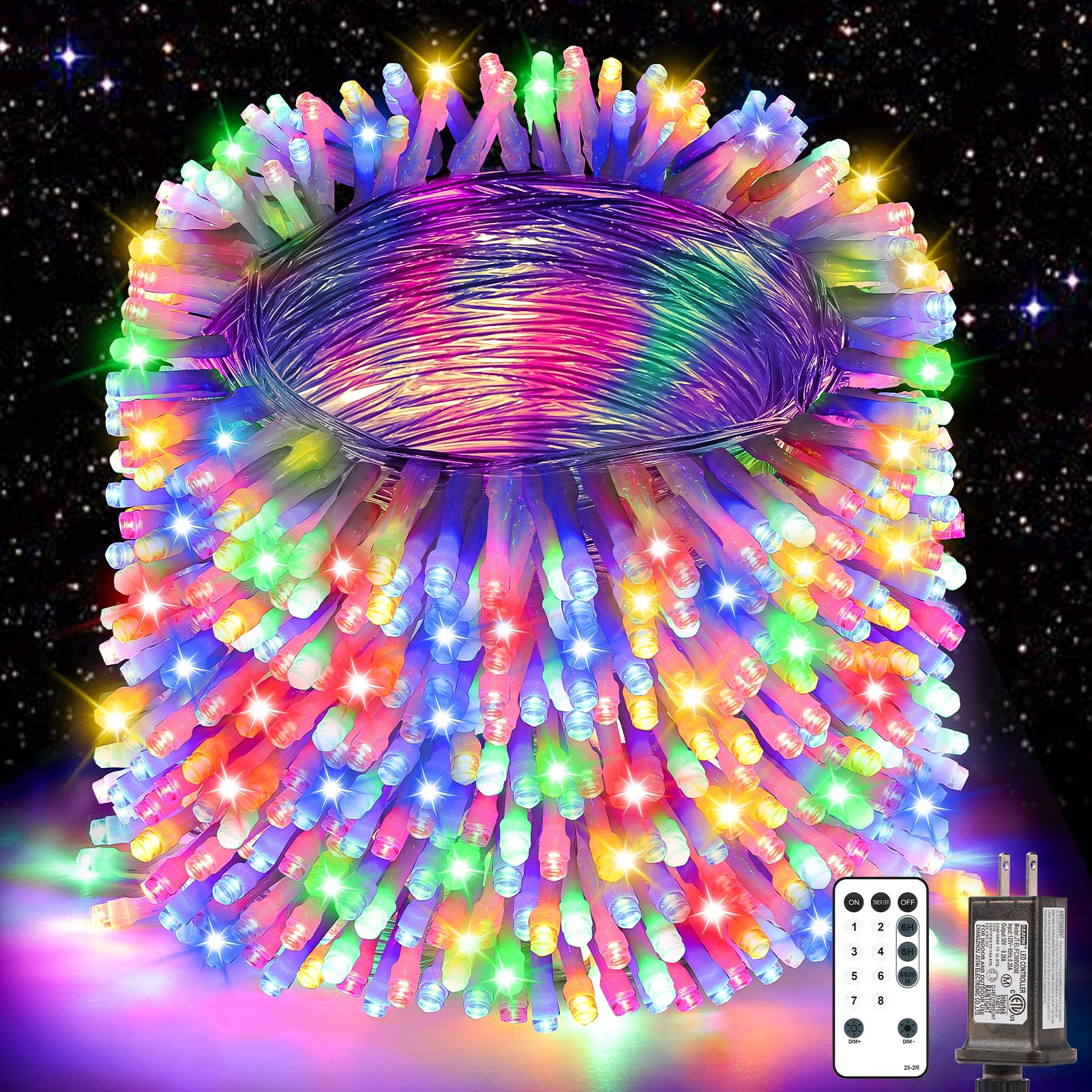 Photo 1 of *USED*
Christmas Lights String Outdoor Indoor, 1200 LED 403FT Multicolor Xmas Tree Decorations Lights, Plug in Twinkle Fairy Light with Remote Timer Dimmable for Room Yard Holiday Party Wedding Camping Decor