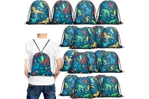 Weewooday 20 Pcs Dinosaur Party Favors Bags Dinosaur Drawstring Gift Bag Dinosaur Party Supplies Bags Backpack Treat Bag for Birthday Candy(Vivid Style)