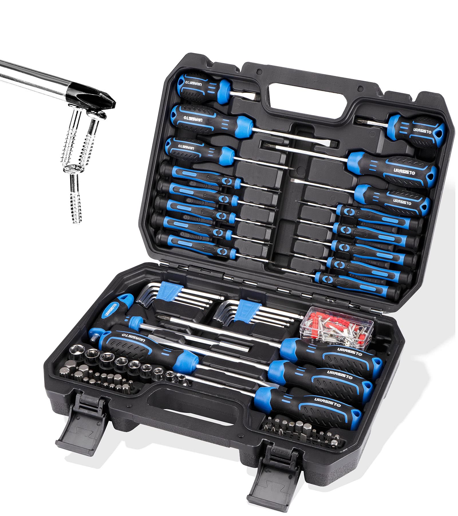 Photo 1 of URASISTO 120-pieces Magnetic Screwdrivers Sets Includes Sockets, Slotted, Phillips, Hex, Torx and Precision Screwdriver Set Tools for Men, Repair Home