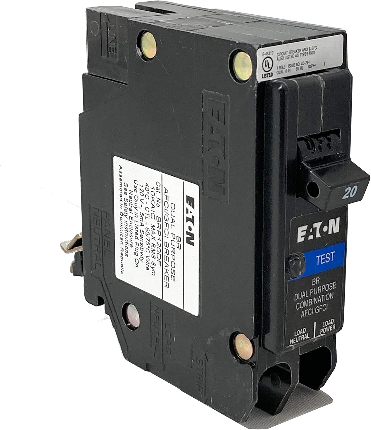 Eaton 20 amps Arc Fault/Ground Fault Single Pole Circuit Breaker - - 