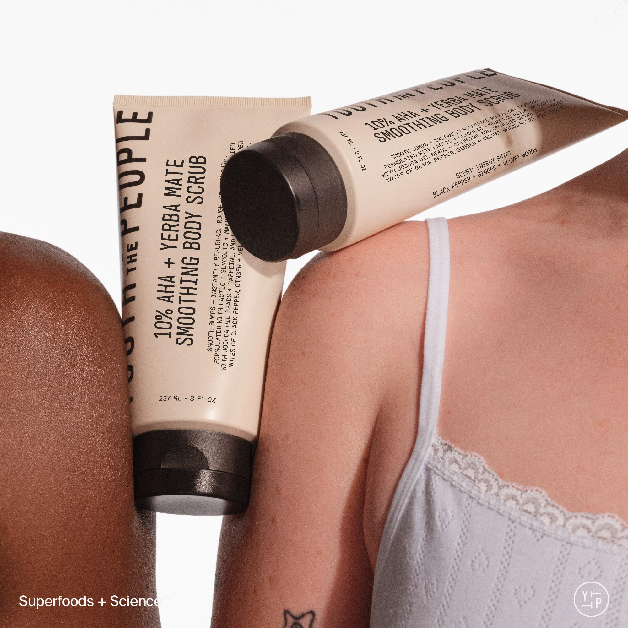 Youth To The People 10% AHA + Yerba Mate Smoothing Energy Body Scrub (8 fl oz), Exfoliates Rough Texture + Dry Skin, Suitable for Sensitive + Keratosis Pilaris Skin, Vegan