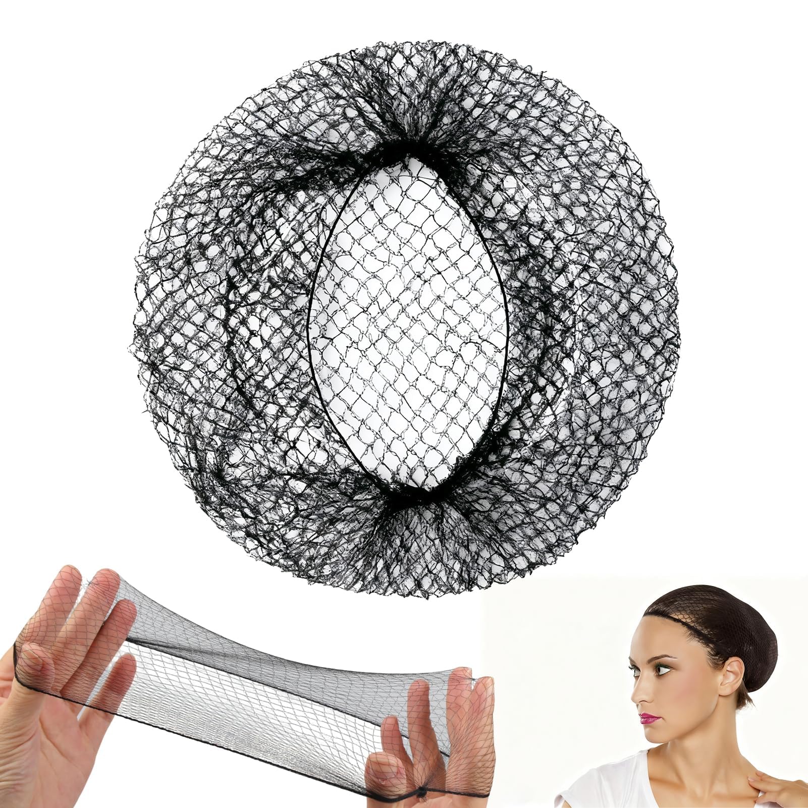 Photo 1 of 100-Pack Black Elasticity Invisible Elastic Mesh Wig Nets, Invisible Hair Nets for Food Service & Ballet Women and Men - Perfect for Hair Bun - Ideal for Women, Updo Hairstyles