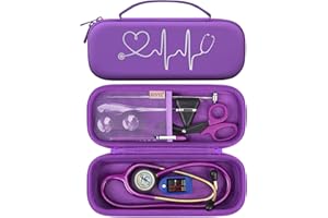 BOVKE Stethoscope Case for 3M Littmann Classic III, Lightweight II S.E, MDF Acoustica Deluxe Stethoscopes, Mesh Pocket for Nurse Supplies, Purple