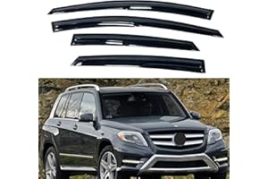 IMMORTAL GROUP IG Window Visor Compatible with Mercedes-Benz GLK-Class 2010-2015 (GLK 350), 4PC Rain Guard Tape-On Extra Durable Sun Wind Air Side Vent Window Deflector Mugen Style, 2010 2011 2012 2013 2014 2015