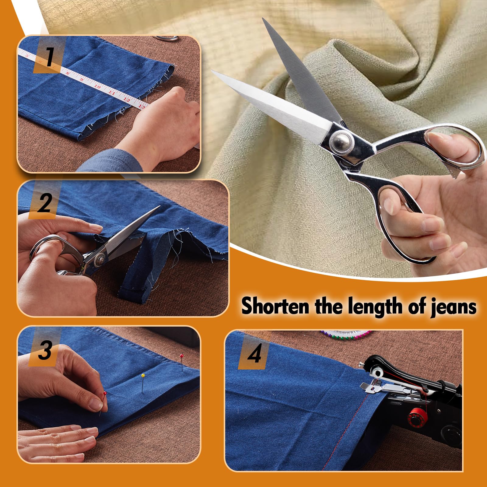 Handheld Sewing Machine with Exquisite Wooden Storage Box & 142-Piece Sewing Kit - Electric Switch, Dual Power Supply, Assorted Needles, Threads, Heavy Duty Scissors - Meets All Household Sewing Needs