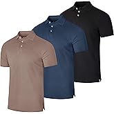 Real Essentials 3 Pack: Men's Cotton Pique Short Sleeve Polo Shirt - Performance Polo (Available in Big & Tall)