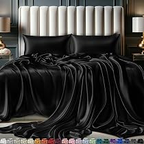 Amazon.com: DECOLURE Satin Bed Sheets - 4 Piece Luxury Silky King ...
