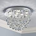 Saint Mossi 9-Lights Modern Chandelier K9 Crystal Light Fixture,Modern Flush Mount Ceiling Light Fixtures Raindrop Chandelier for Dining Room,Living Room, Light Blue Crystal & Chrome Finish