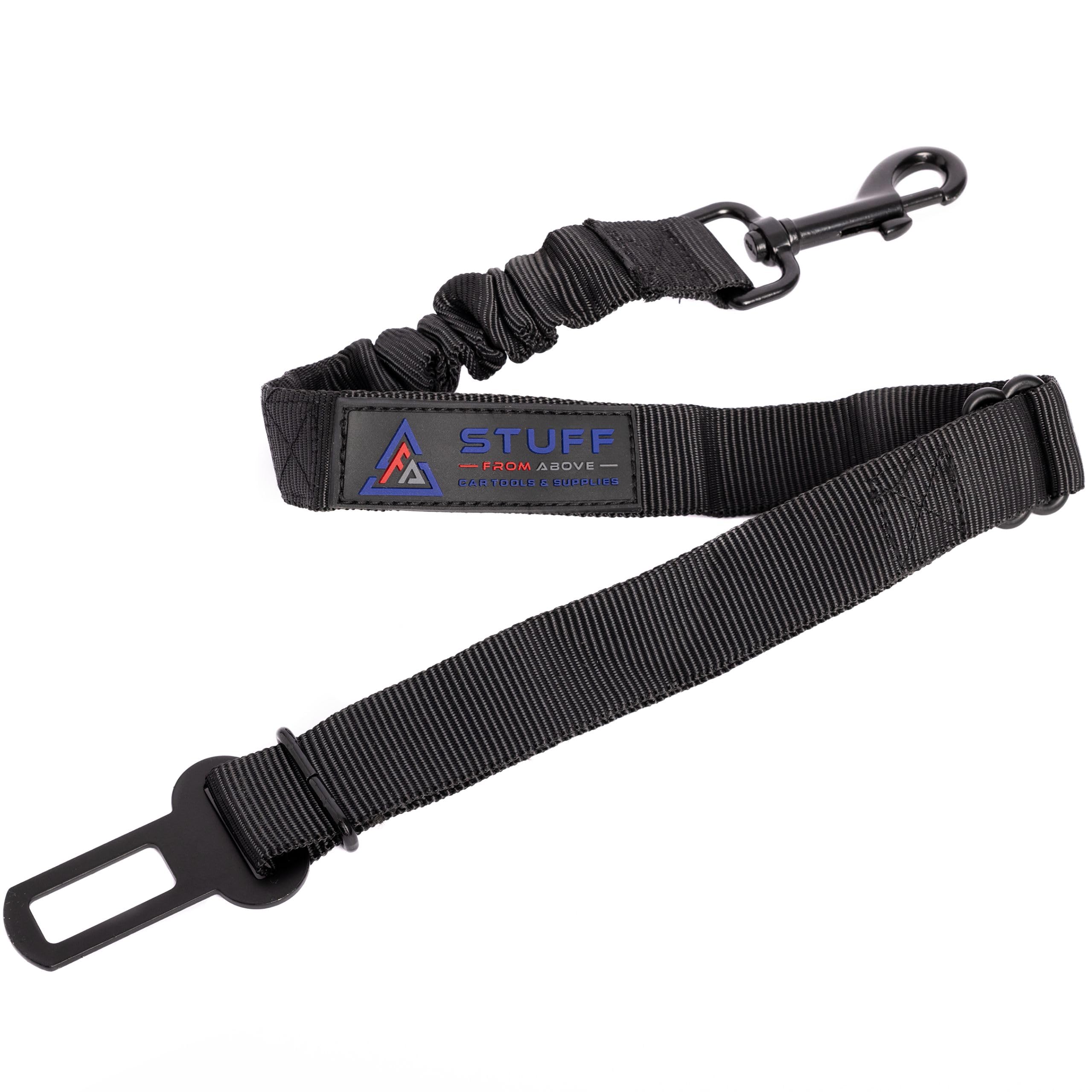 stuff from above® Universal Dog Safety Belt for Car Adjustable Length 50 - 80 cm and Back Absorption - Dog Belt & Seat Belt Adjustable - Safe Car Belt Dog Buckle for Dog Harness Long
