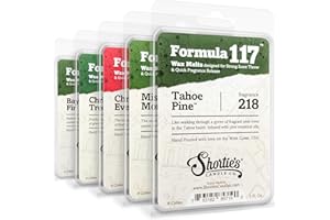 Shortie's Candle Company Christmas Pine Wax Melts Variety 5 Pack - Formula 117-5 Highly Scented 3 Oz. Bars - Made with Natural & Essential Oils - Christmas & Holiday Warmer Wax Cubes