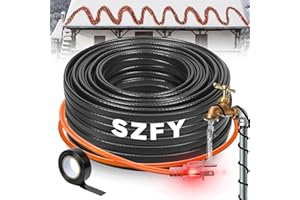 SZFY 3FT~160FTHeat Tape for Water Pipes, -40°F Deicing Heat Tape,Thermostat Wire,Heating Cable Pipe Heating Cable,Heat Tape with Thermostat,Gutter Heat Cable,Heated hose,Heated Water Hose, 120V 8W/ft (6FT)