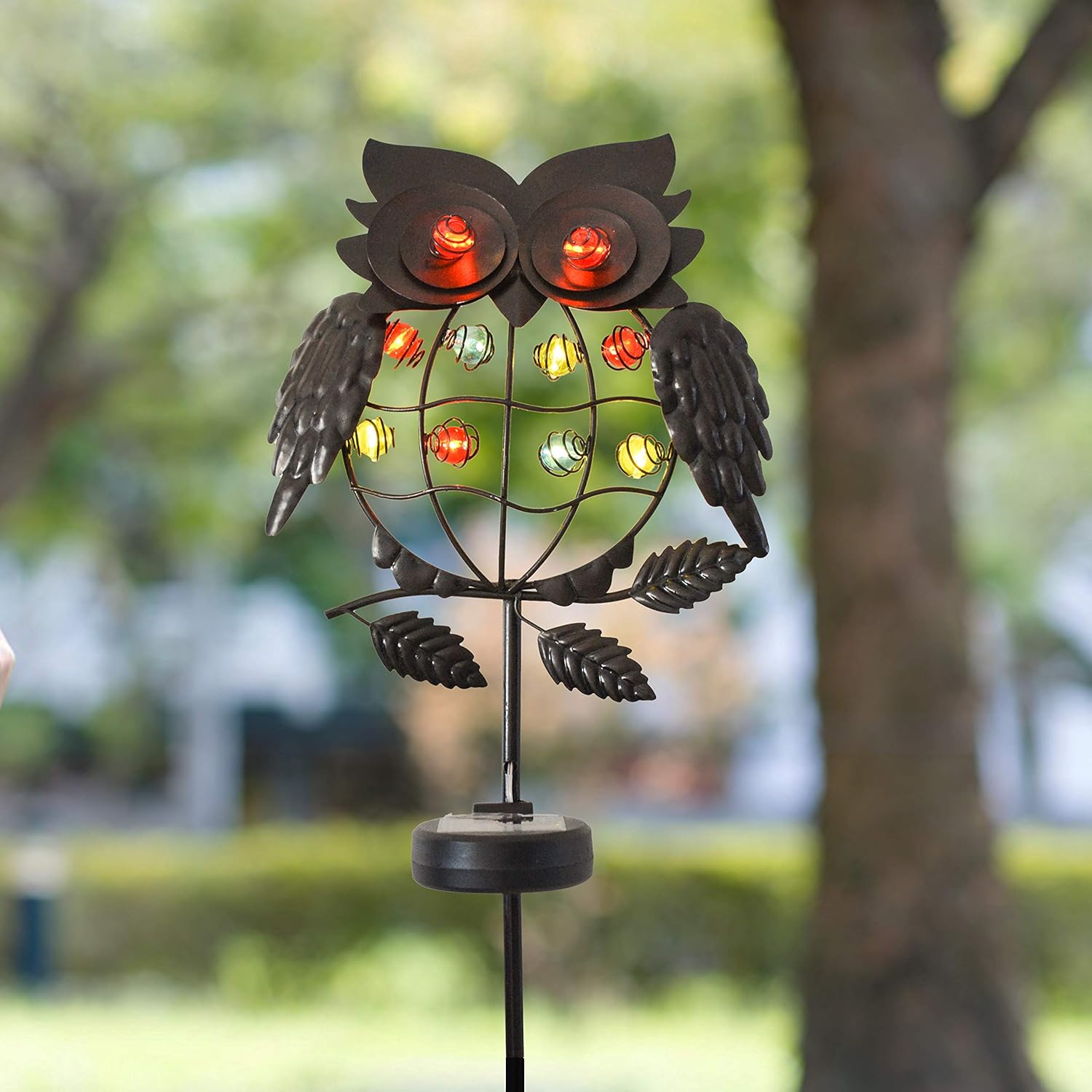 Joiedomi Outdoor Solar Stake Lights Garden Yard 40’’ 10LED Metal Owl Decorative Lights Waterproof for Walkway Pathway Lawn Patio Courtyard (Bronze)