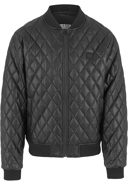 Urban Classics Men's Jacke Diamond Quilt Leather Imitation Jacket