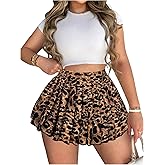 WDIRARA Women's Leopard Print High Waist Shorts Pleated Mini Skort Y2k A Line Skirts