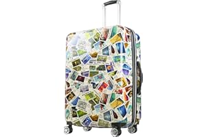FUL Rolling Luggage, Disney Stamps Harrdshell Carry On Suitcase with Spinner Wheels, Multi, 30 Inch