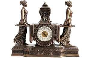UNICORN STUDIOS Unicorn Studio 12 Inch Tall Versailles Maidens Mantel Clock Resin Sculpture Bronze Finish