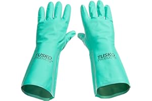 TUSKO PRODUCTS Best Nitrile Rubber Cleaning, Household, Dishwashing Gloves, Latex Free, Vinyl Free, Reusable not Disposable, 
