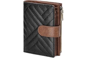 GAEKEAO Small Wallets for Women Vegan Leather RFID Blocking Bifold Coin Zipper Pocket Wallet Card Case Purse ID Window