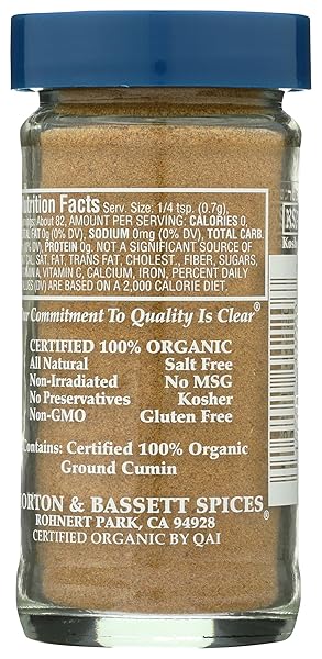 MORTON & BASSETT 100% ORGANIC GROUND CUMIN | WARM, EARTHY SPICE FOR INDIAN, MEXICAN & MIDDLE EASTERN RECIPES | GLUTEN FREE, SALT FREE, NON-GMO | 2 OZ JAR