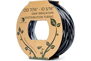CARPATHEN 100ft Drip Irrigation Tubing - Mainline - (5/16" ID - 7/16" OD) Black PVC Water Line