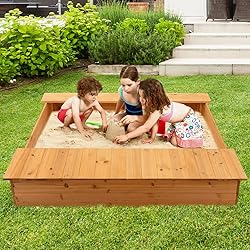 HONEY JOY Kids Sandbox, 49”x47” Cedar Wooden