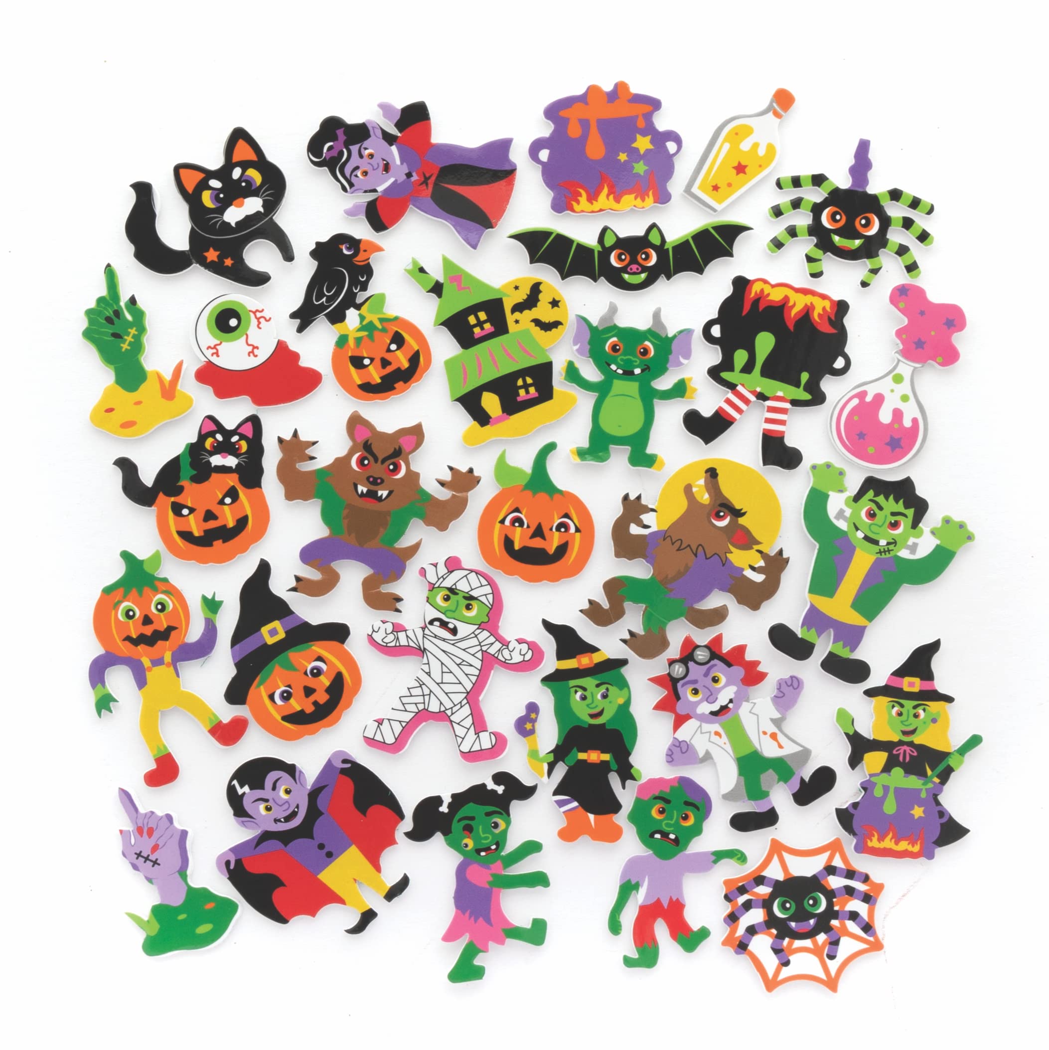 Baker Ross FE734 Halloween Foam Stickers - Pack of 200, Kids Stickers, Ideal for Children's Arts and Crafts Projects, Great for Card Making and Scrapbooking